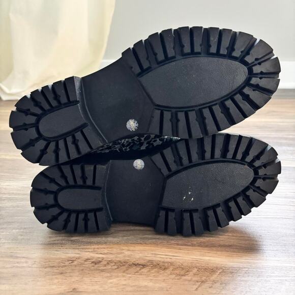 Lucky Brand Eavan Combat Boots Blue Cheetah Print Size 8 - Picture 2 of 7